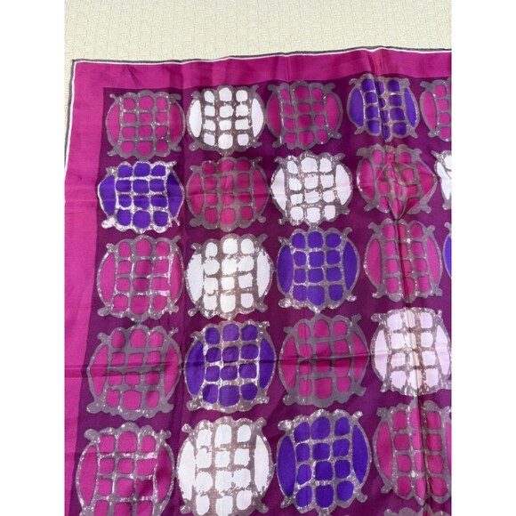 Vera Neumann Turtle Square‎ Scarf Magenta Purple Burgundy Abstract Vintage 26.5" - Picture 8 of 13